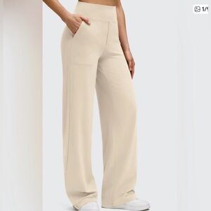 G4Free Wide Leg Yoga Pants Light Beige Small